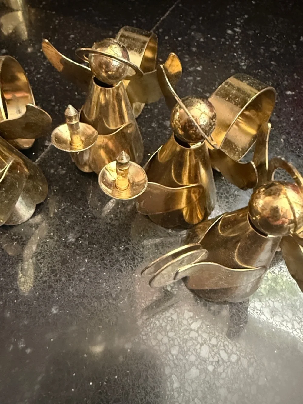 Vintage Brass Angel Napkin Rings Set of 4 in gold